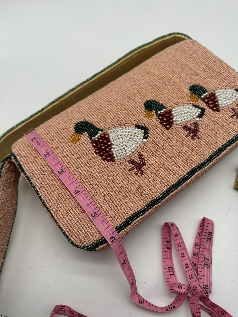 Beaded Duck Accent Peach Pink Crossbody Bag Brand New - Picture 6 of 6